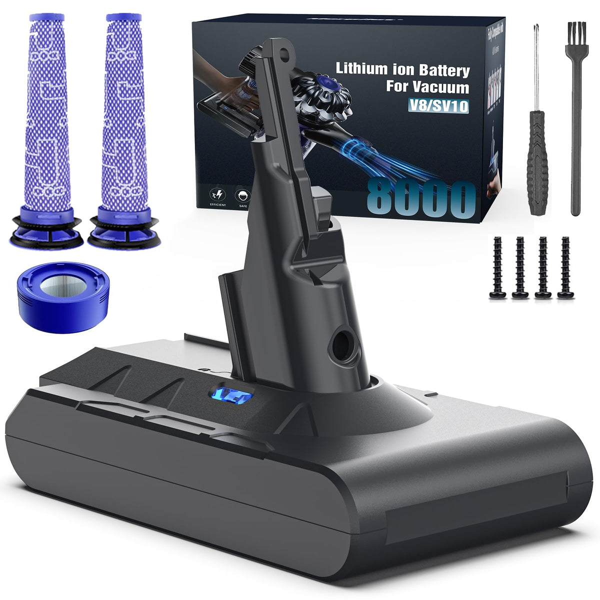 Keenstone Dyson V8 battery front view for easy replacement