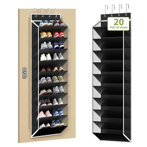 KEEPJOY 10-tier mesh over-door organizer showing spacious pockets for shoes