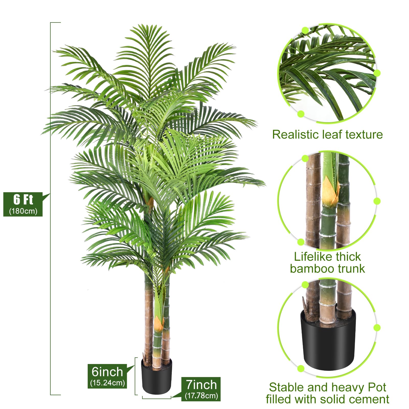 Keeplush palm with 24 fronds offers realistic look and year-round tropical charm.