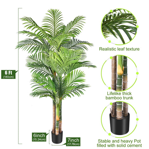 Keeplush palm with 24 fronds offers realistic look and year-round tropical charm.