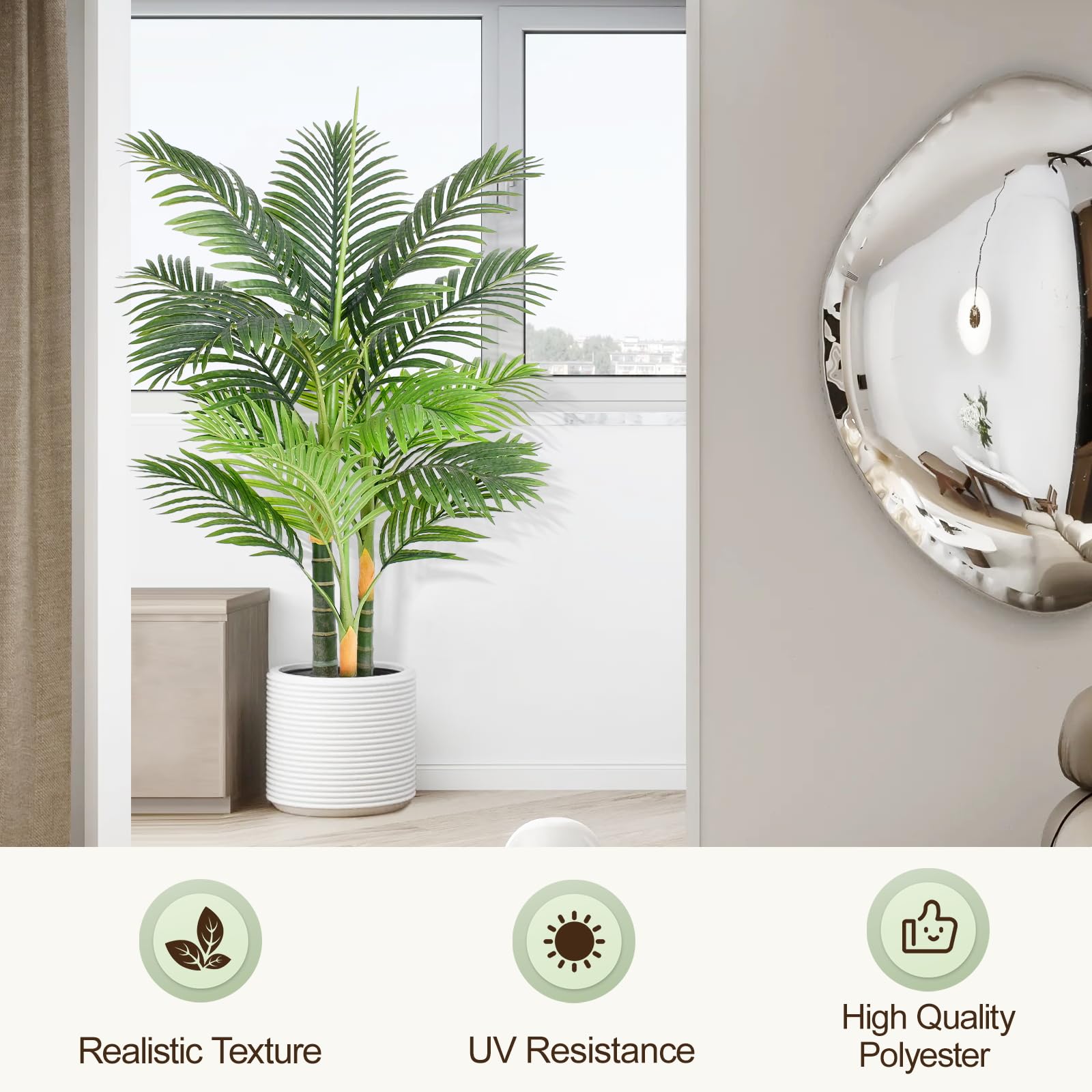 Keeplush 4ft tall palm tree, lifelike textures and natural color gradients.