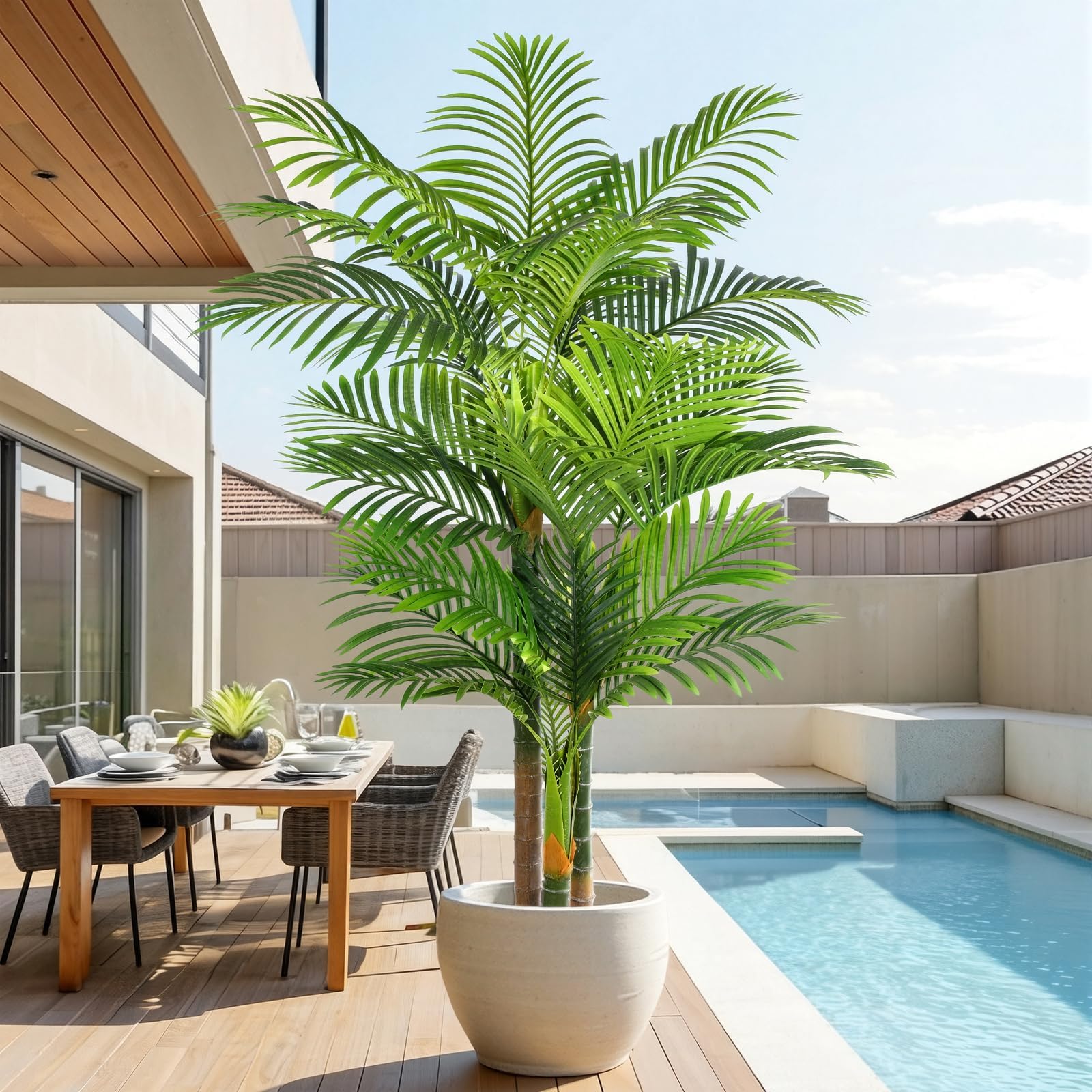 Keeplush 6ft triple golden cane palm tree indoor outdoor tropical ambiance