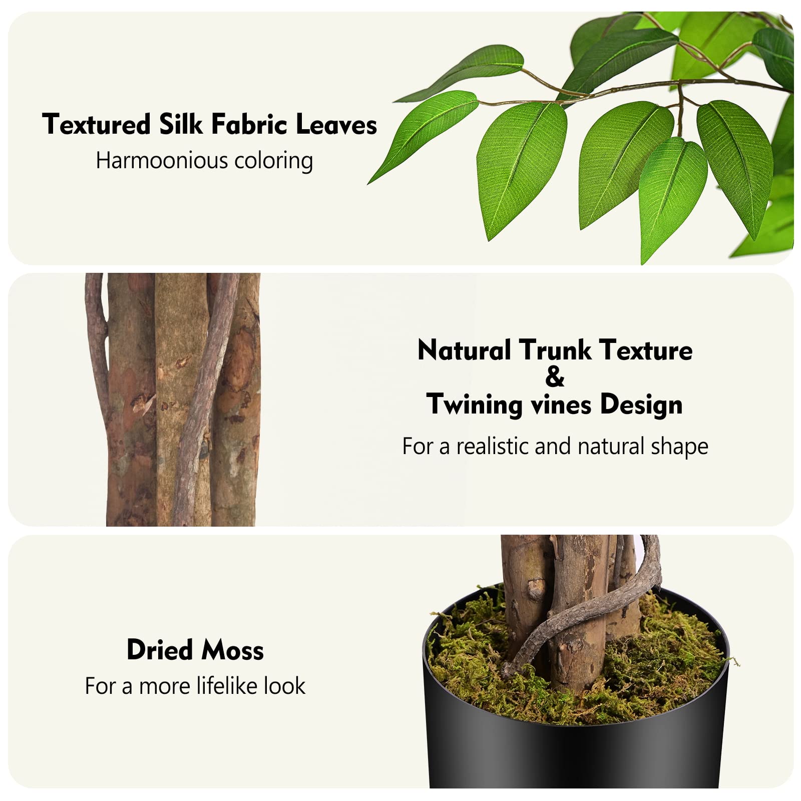 Keeplush artificial ficus tree with adjustable branches to tailor your space.