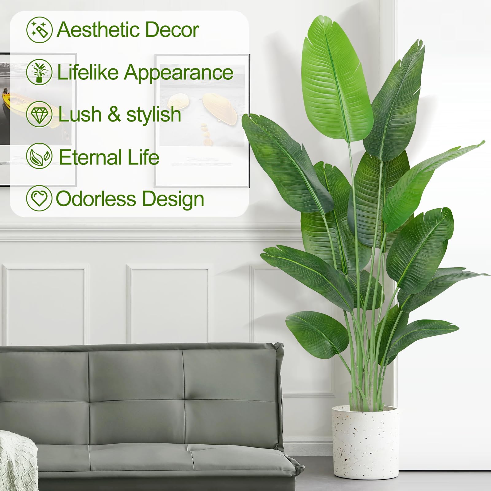 Keeplush lifelike banana leaf detail creates natural tropical ambience.