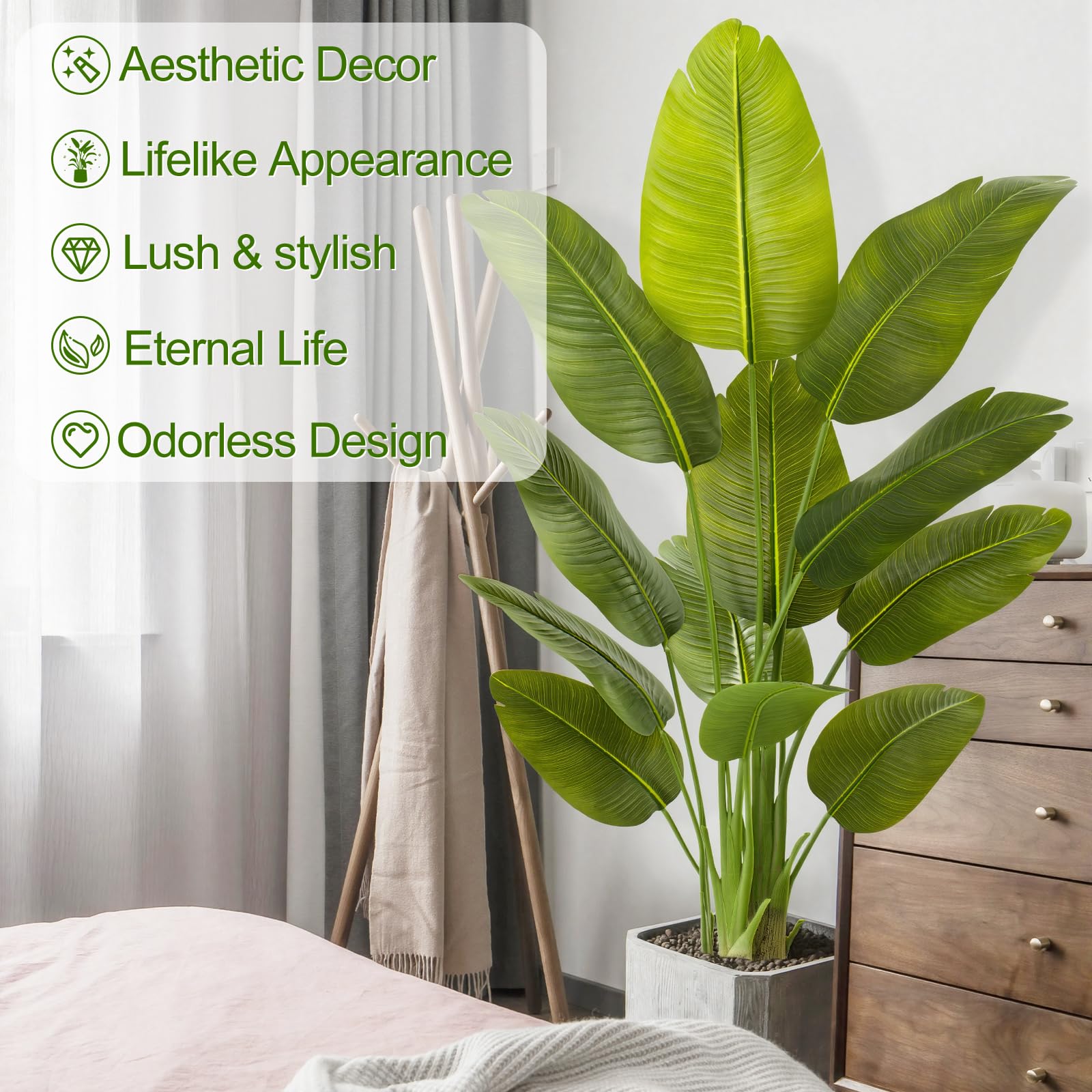 Keeplush Bird of Paradise leaves closeup highlights realistic texture and color