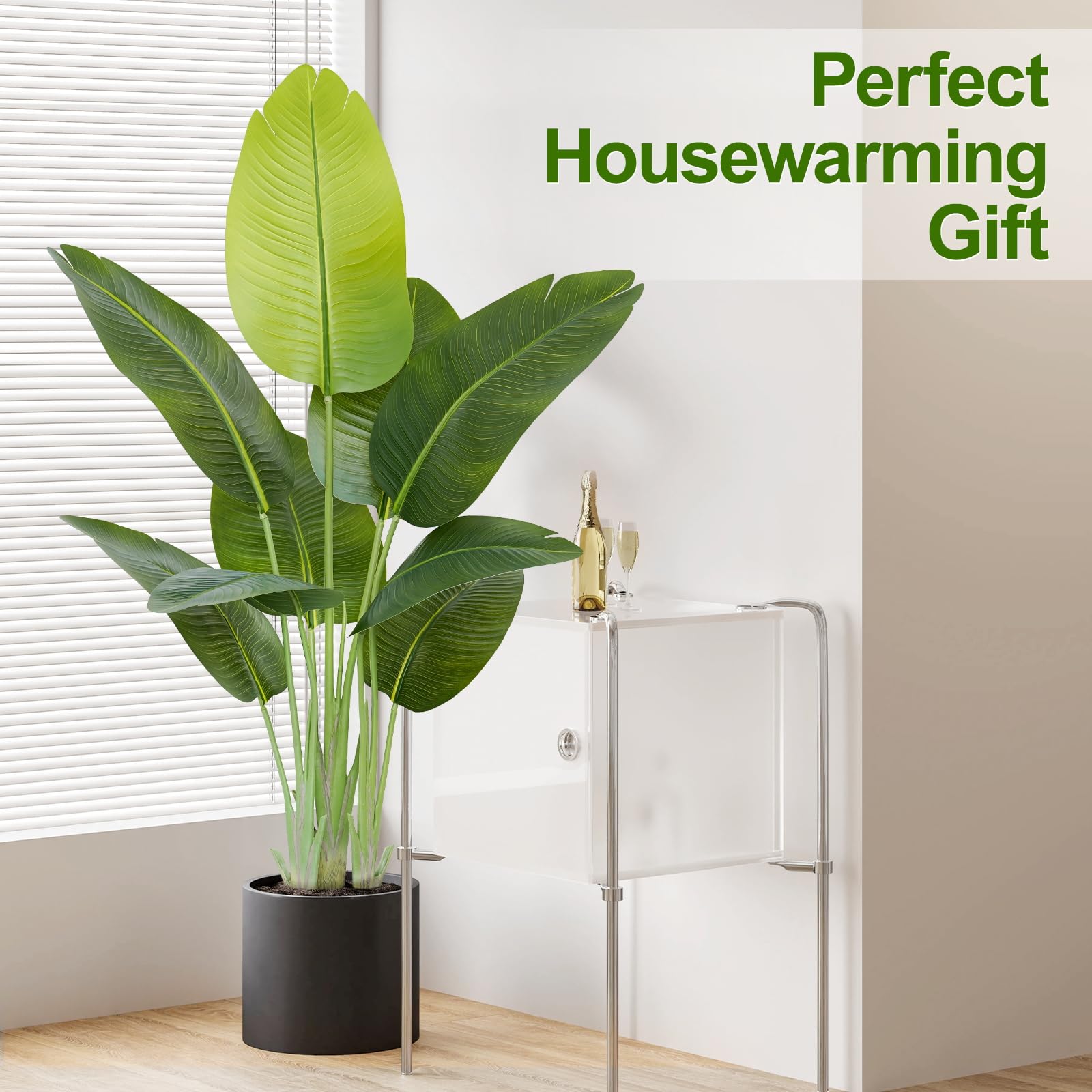 Keeplush faux banana leaf tree with nine trunks for office decor