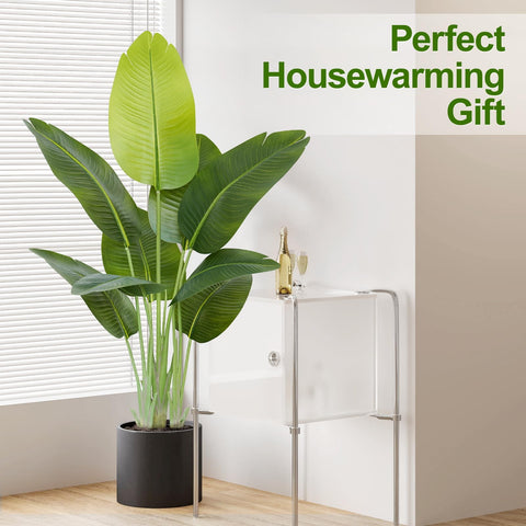 Keeplush faux banana leaf tree with nine trunks for office decor