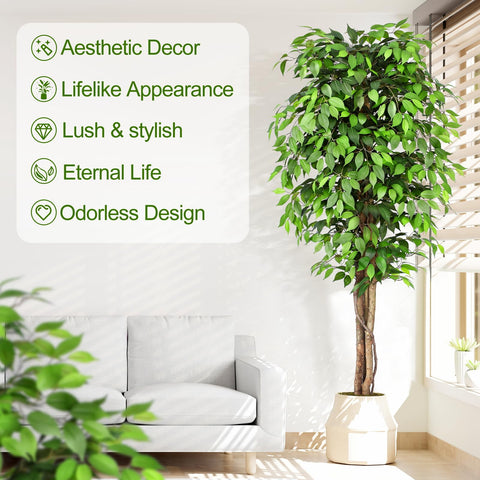 Keeplush faux ficus tree in pot with realistic texture for effortless decor.
