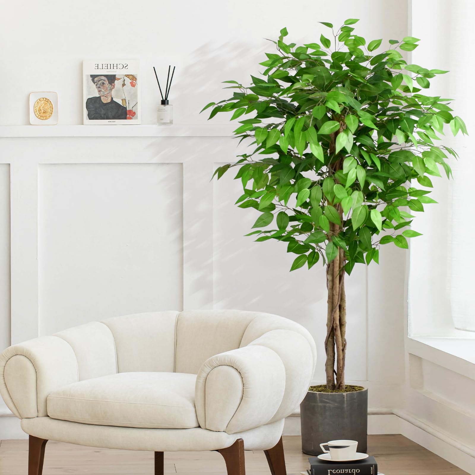 Keeplush versatile ficus tree fits large planters for personalized styling.