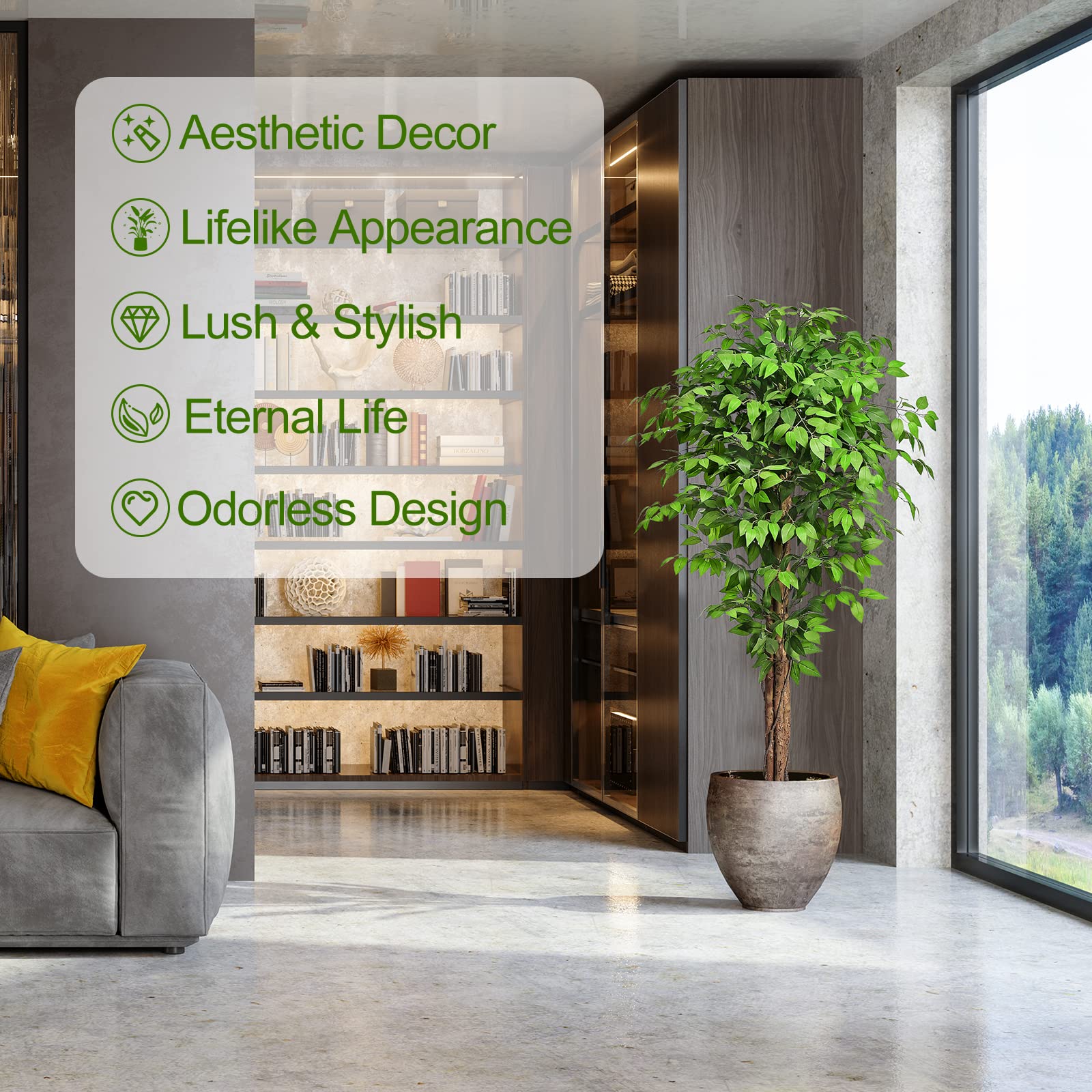 Keeplush ficus tree in a living room setup for inspiration