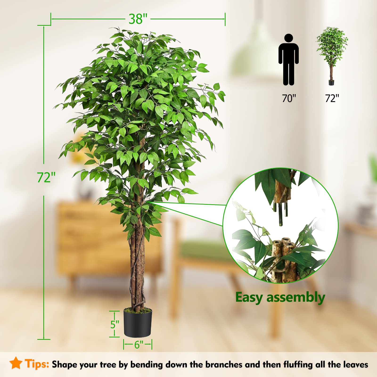 Keeplush ficus tall decor idea for indoor spaces