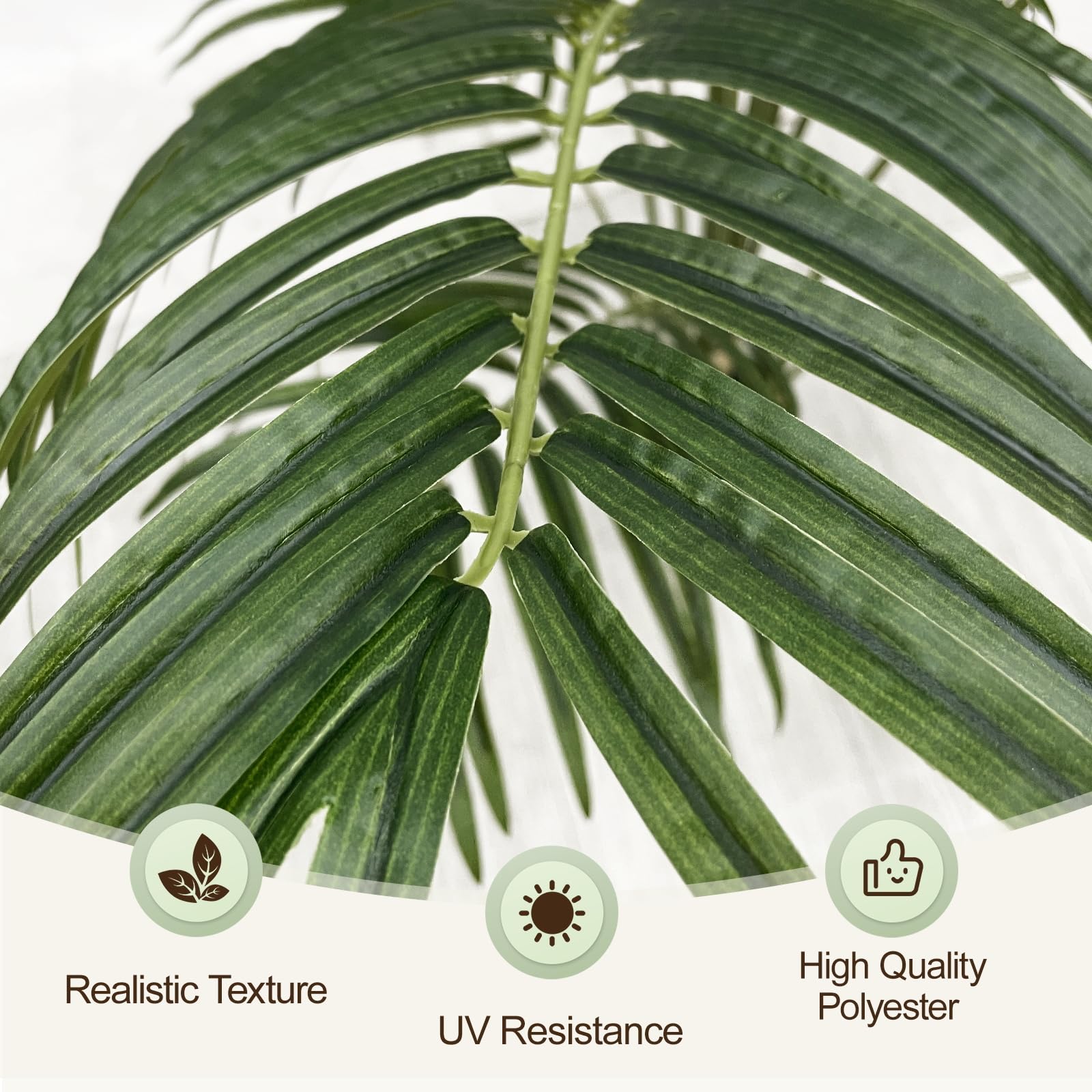 Keeplush indoor-outdoor friendly palm tree suits patios, balconies, sunrooms.