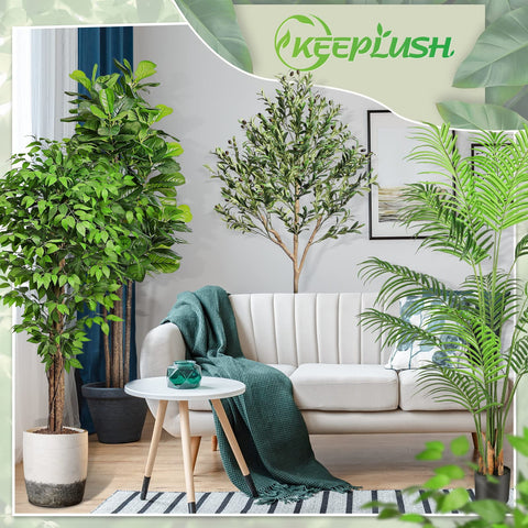 Keeplush lifelike ficus tree with durable silk leaves for long-lasting beauty.