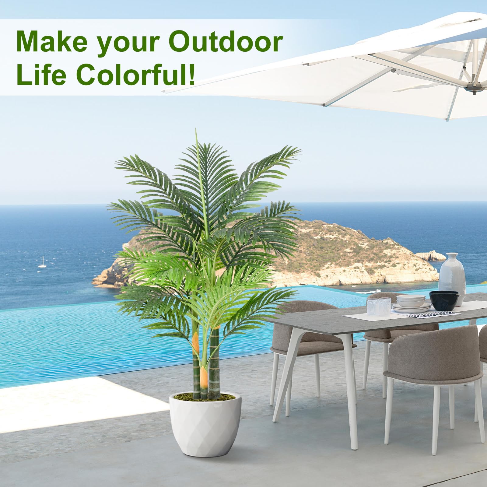 Keeplush palm tree with sturdy base for stable outdoor placement.