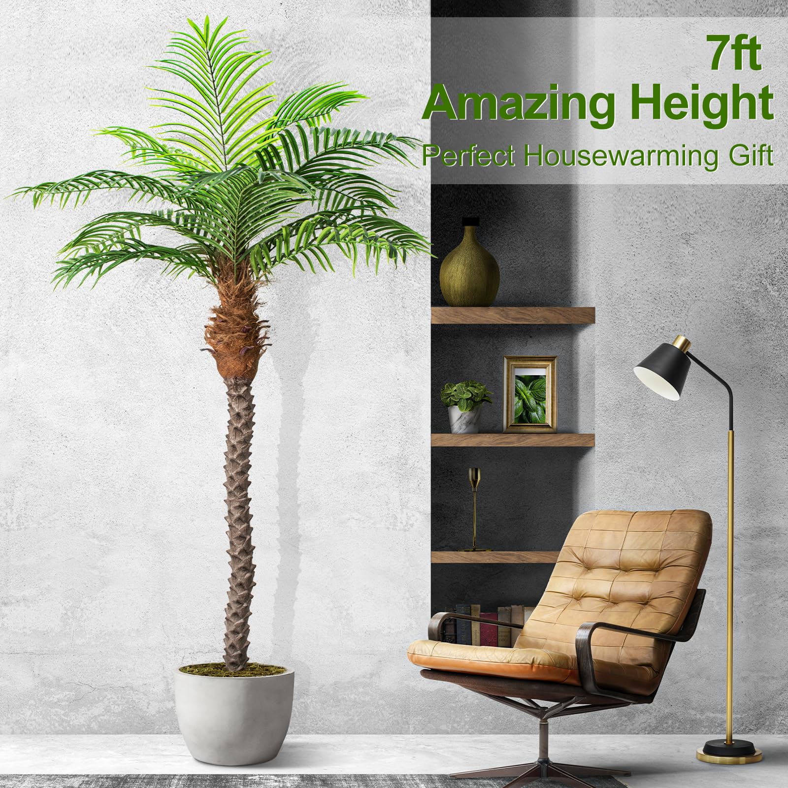 Keeplush Phoenix Palm Tree in-planter demonstrates convenient indoor placement.