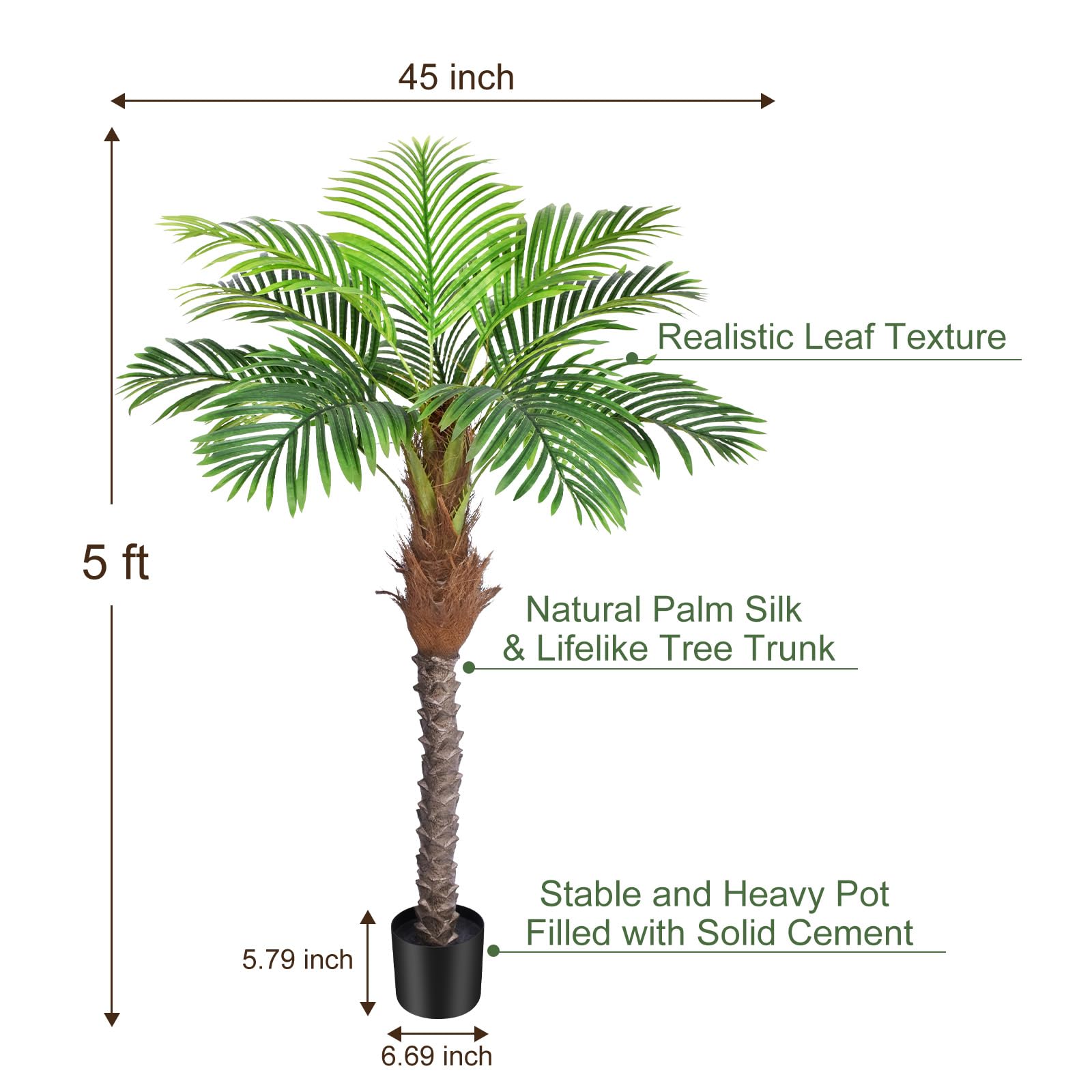 Keeplush phoenix palm tree lifelike fronds designed for indoor or patio ambience.