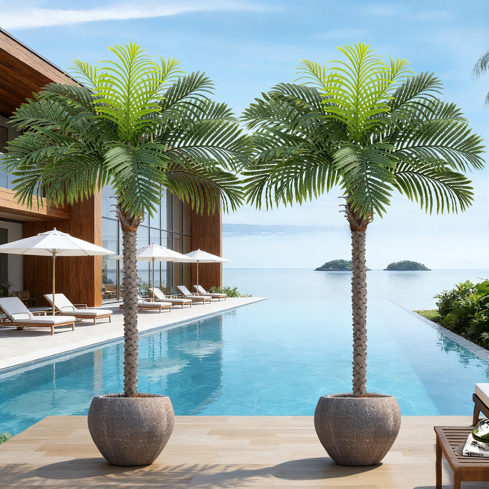 Keeplush Phoenix Palm Tree outdoor-setup showcases lush fronds for patio ambiance.