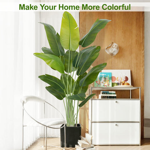 Keeplush lifelike leaves boost tropical vibe without daily upkeep.