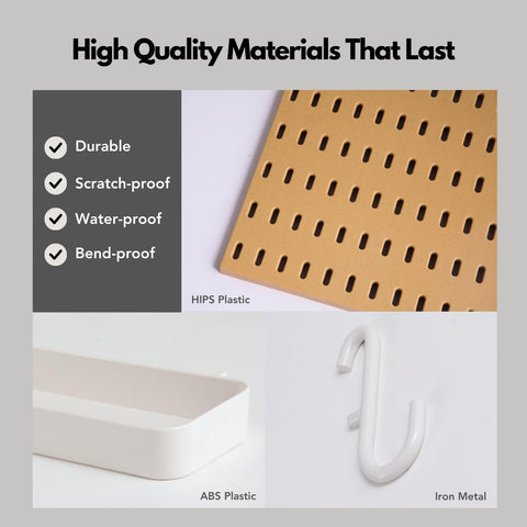 Keepo durable plastic pegboard holds up to 20 lbs for versatile storage