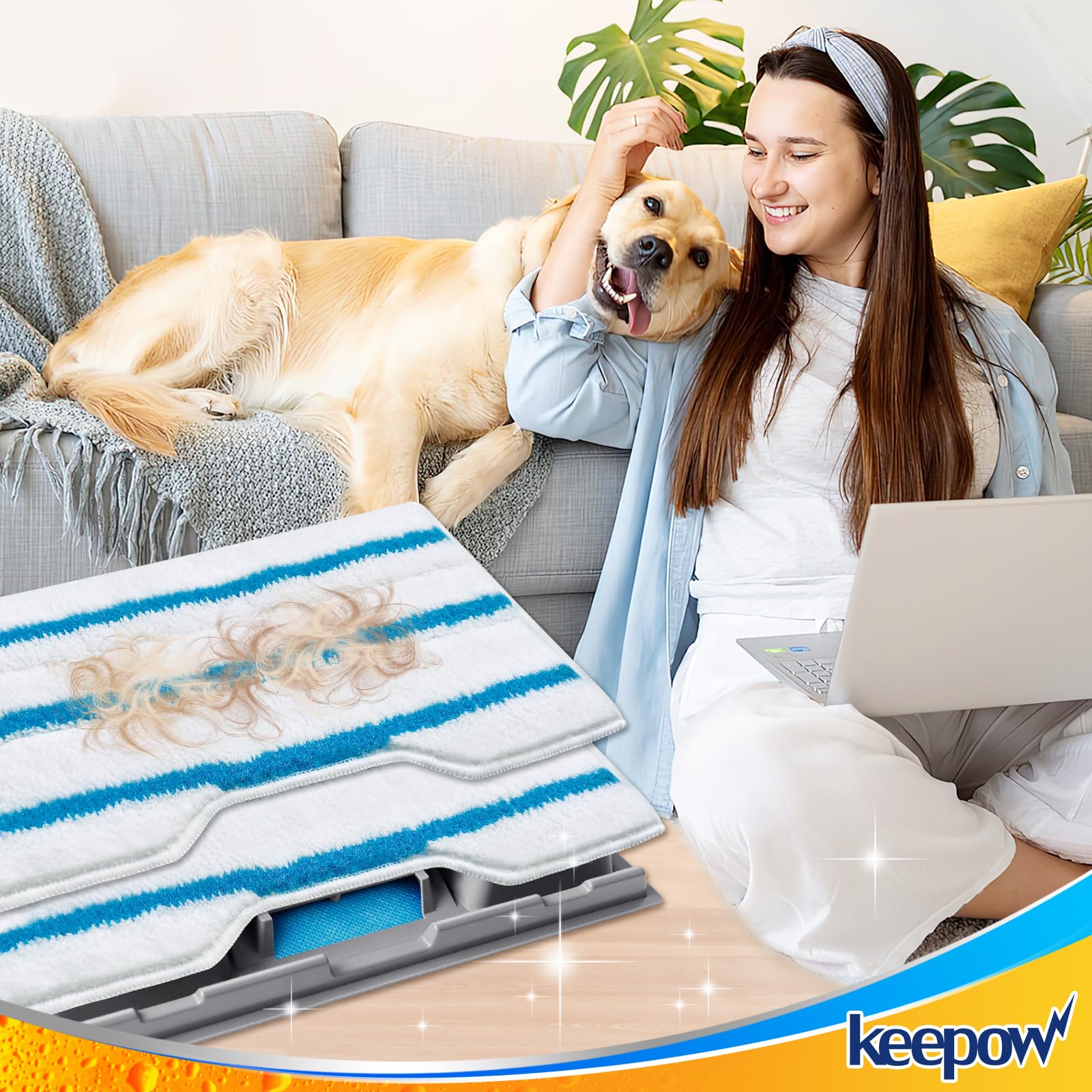 KEEPOW mop pad installation demonstrates quick, tool-free fit.