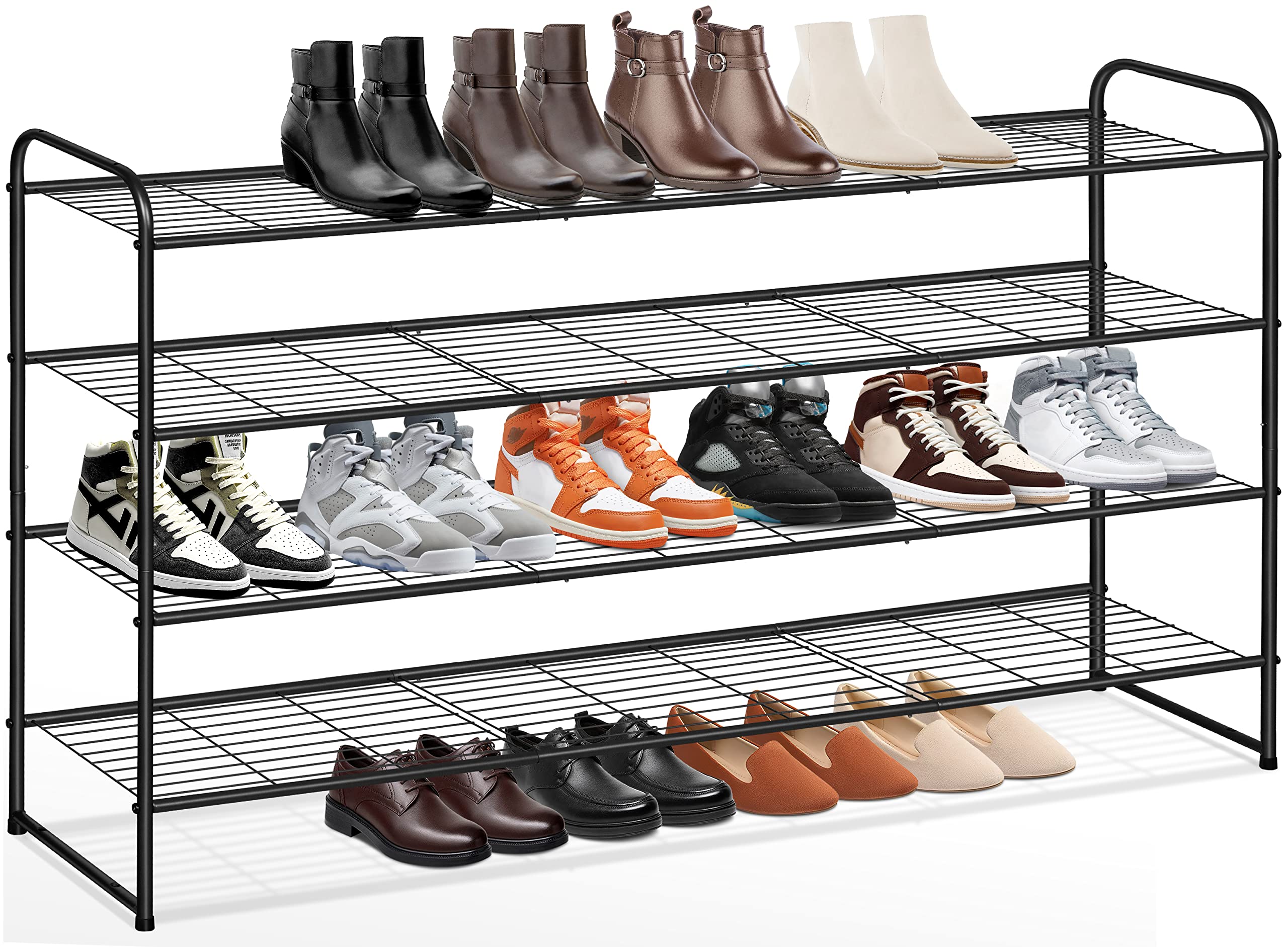 KEETDY 4-Tier Long Shoe Rack front view shows spacious shoe storage