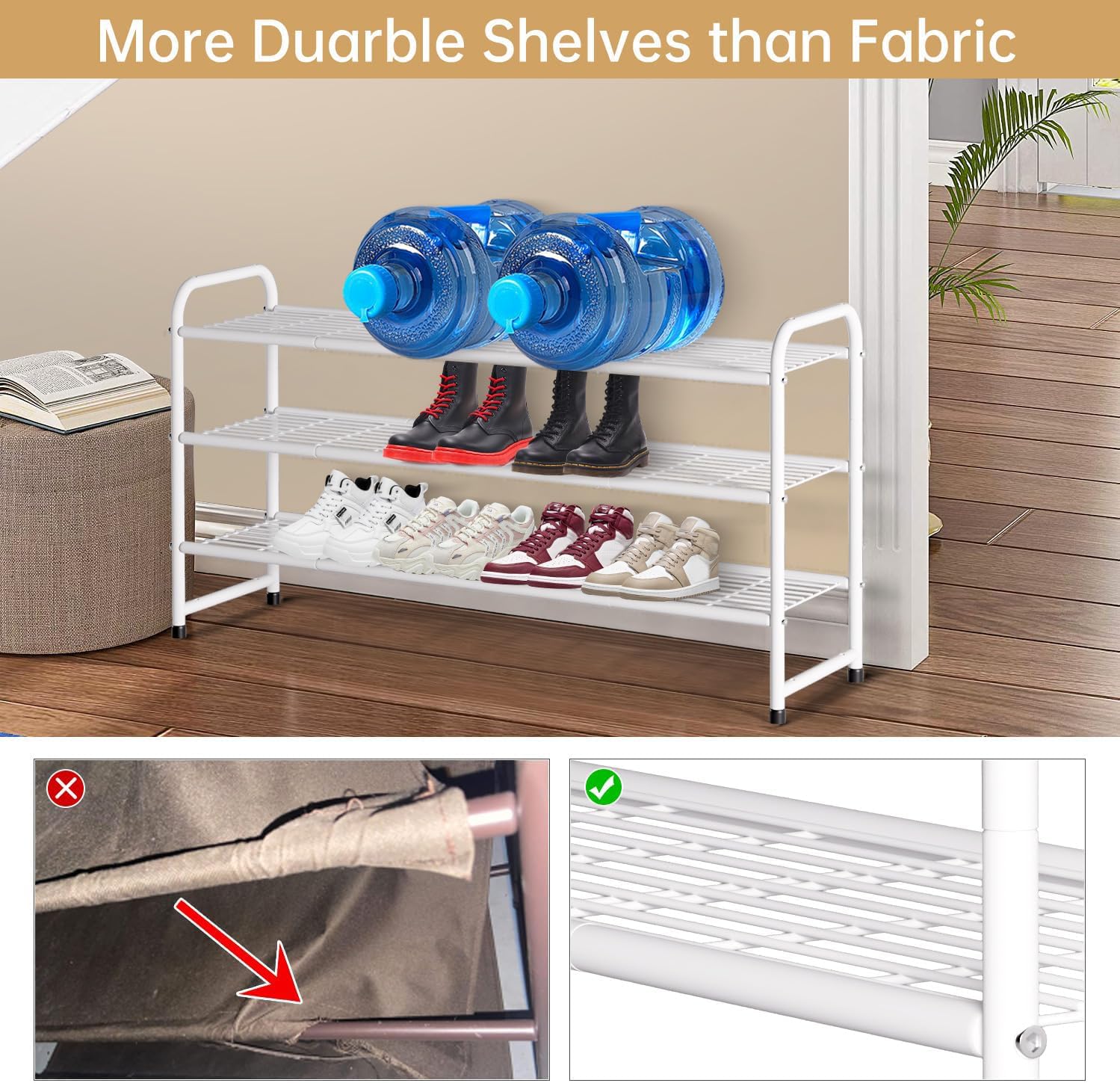 KEETDY 8-inch shelf height stores boots upright and protected