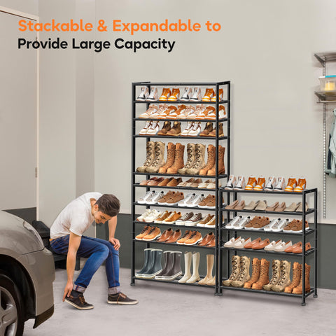 KEETDY boot-height bottom shelf frees space for tall boots and work footwear.