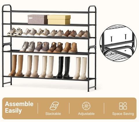 KEETDY black metal rack blends with living spaces while organizing footwear.