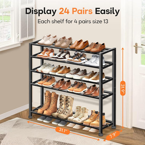 KEETDY entryway rack keeps floors clean and shoes visible for quick selection.