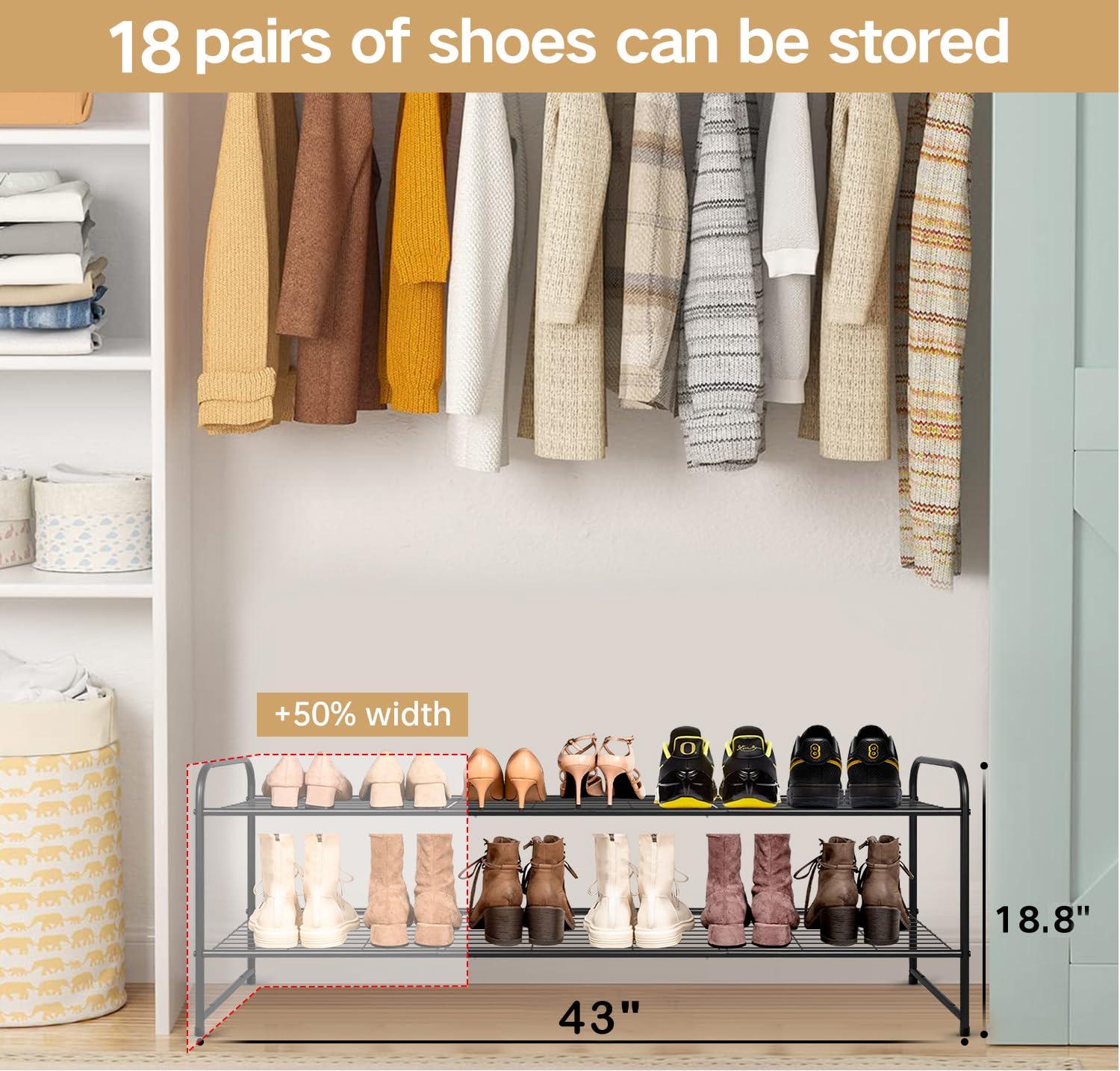 KEETDY metal shoe organizer for entryway keeps footwear visible and easy to grab.