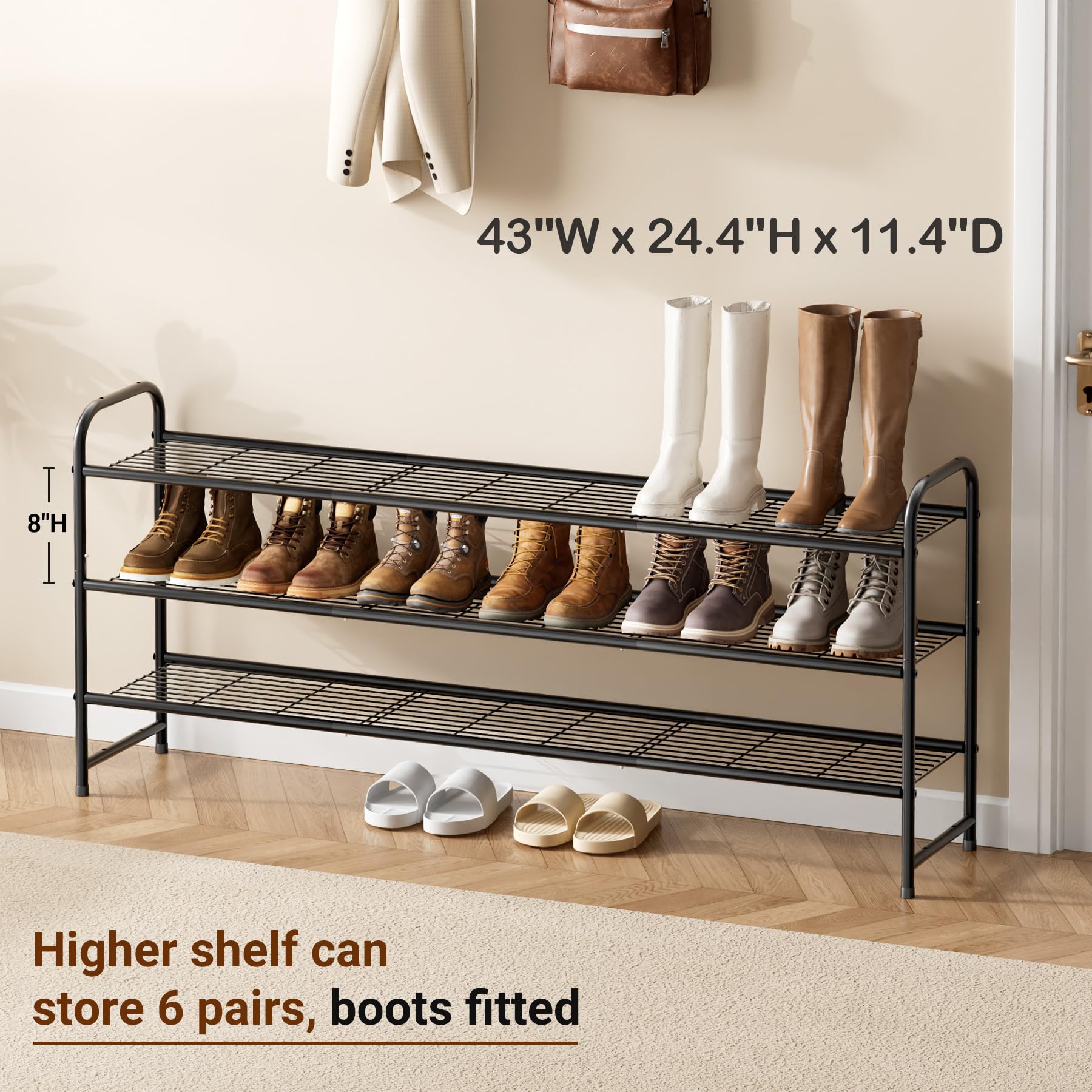 KEETDY boots fit thanks to an 8-inch shelf height that preserves shape.