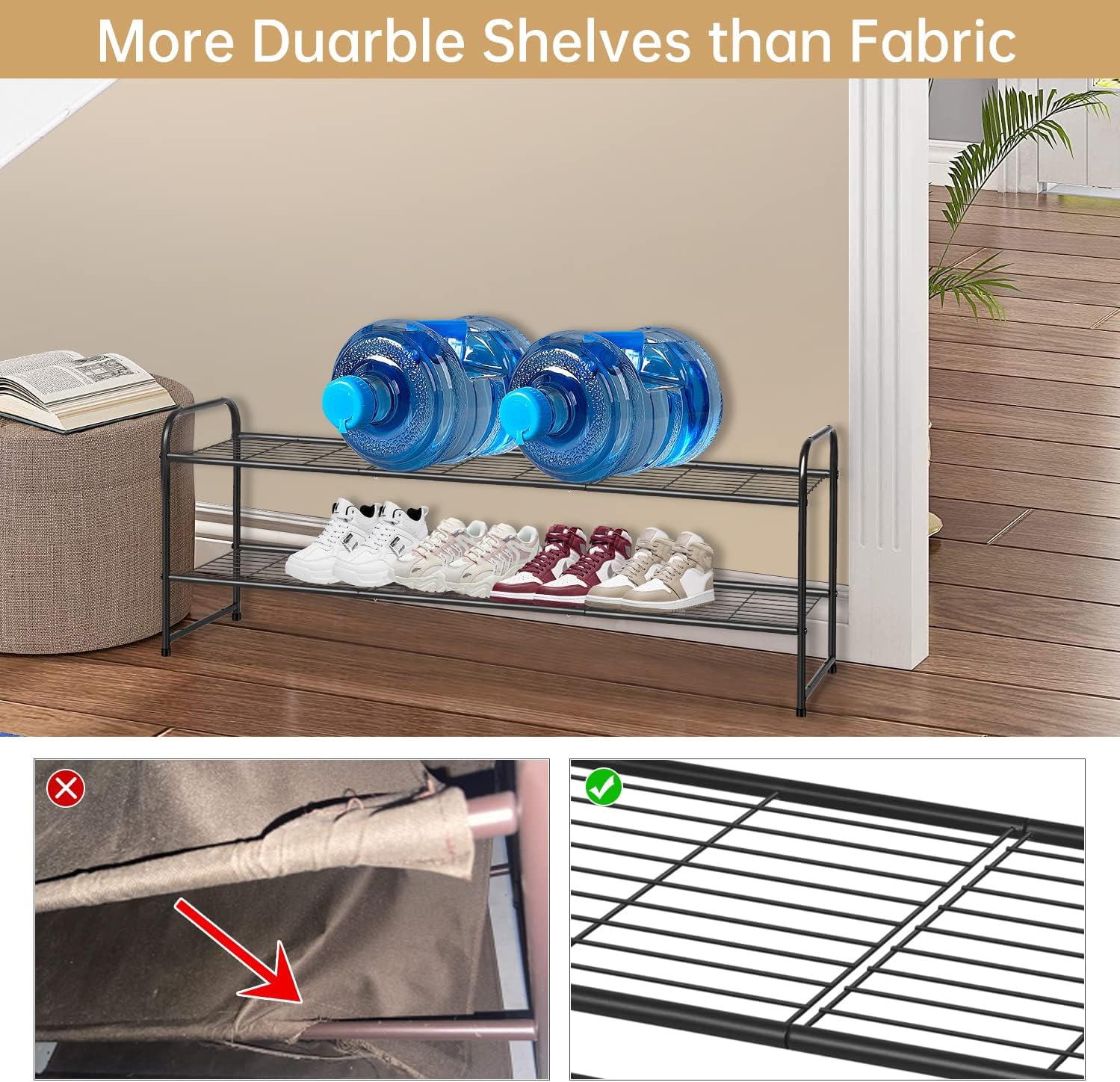 KEETDY stackable shoe rack adds vertical storage for more pairs in tight spaces.