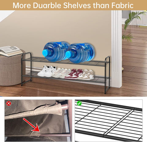 KEETDY stackable shoe rack adds vertical storage for more pairs in tight spaces.