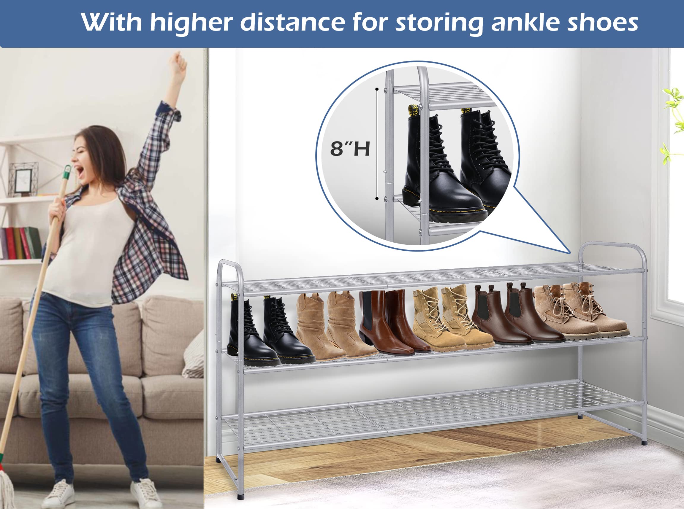 Keetdy stackable rack with two sets extends storage to six tiers