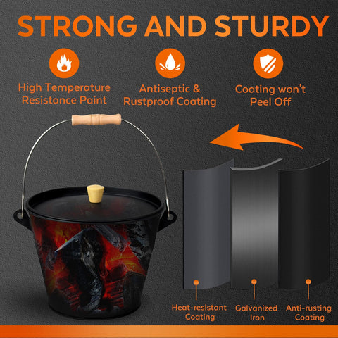 KEFIY ash bucket with metal finish and sturdy handle for daily use