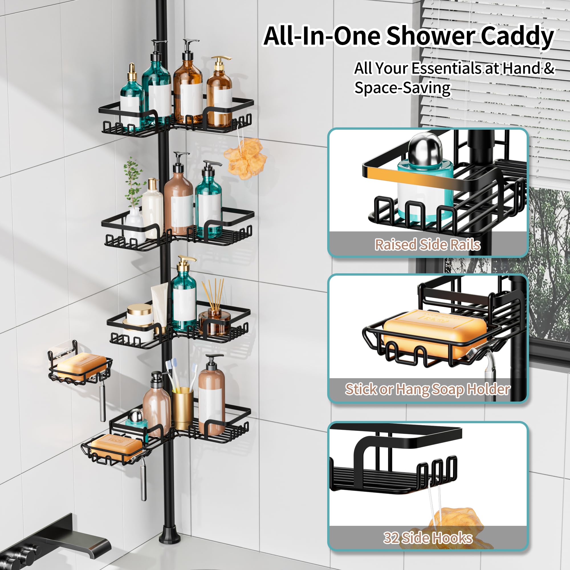 KEGII 2-in-1 soap holder with razor slot for organized soap and razors.