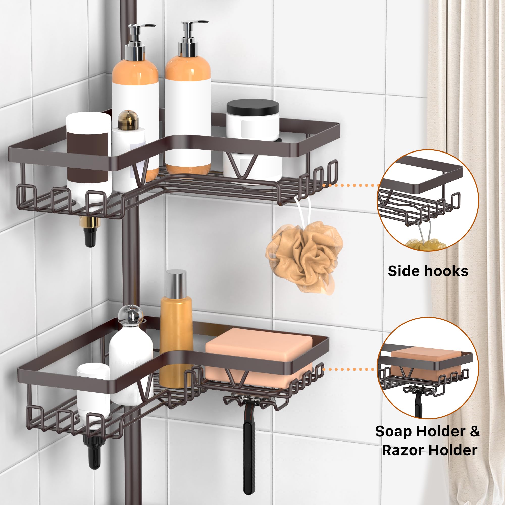 KEGII adjustable shelves adapt to taller bottles and bathroom items