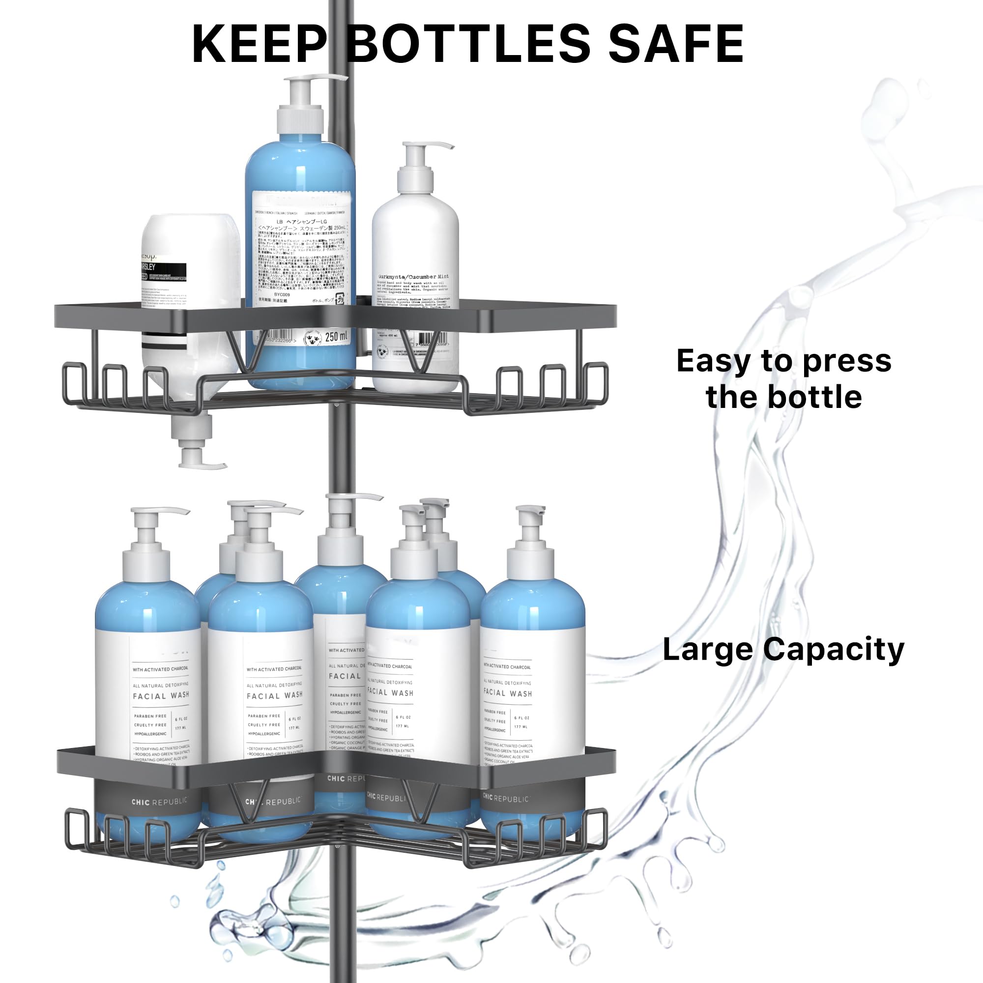 KEGII anti-tip fence design prevents bottles from tipping.