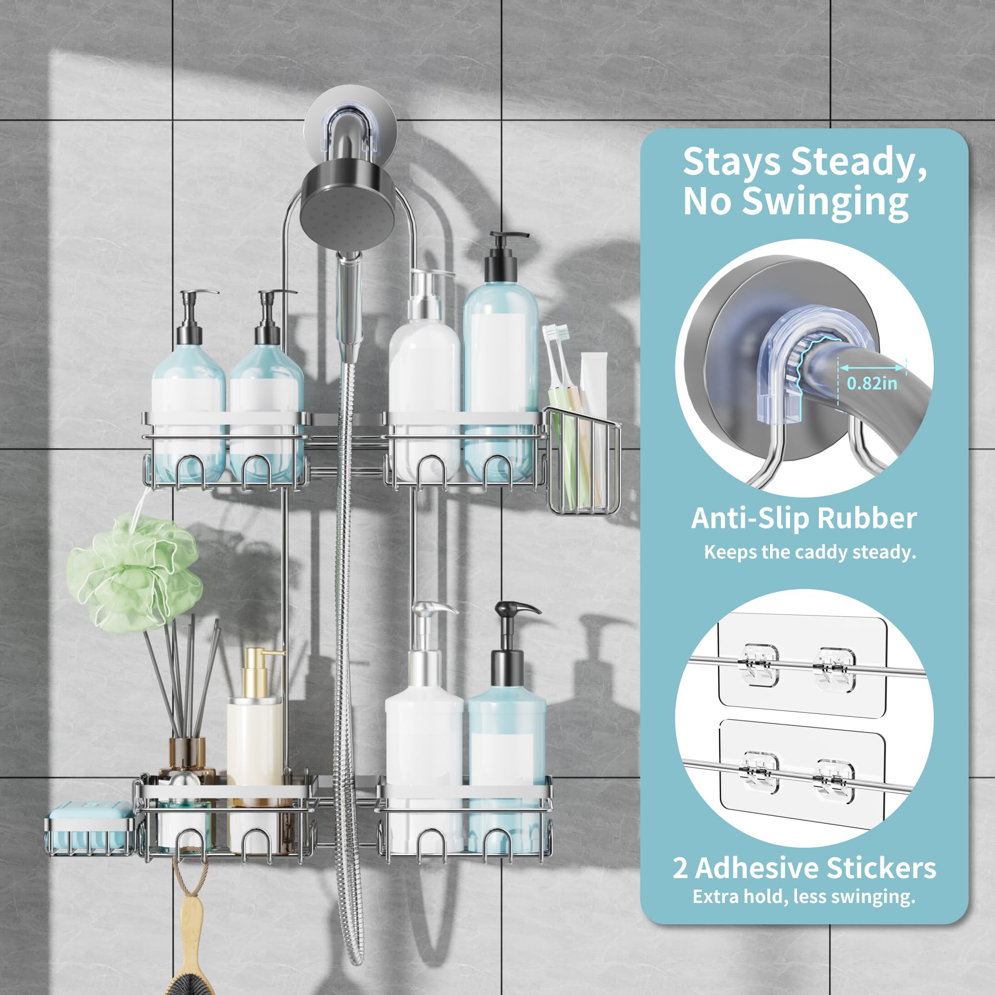KEGII caddy soap dish provides drainage to stay dry and tidy.