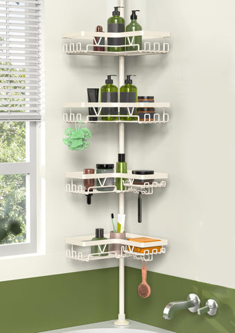KEGII corner caddy cream white keeps shower items neatly organized