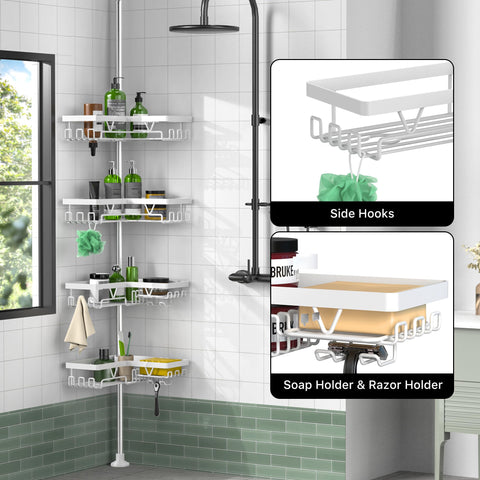 KEGII adjustable shelves let you fit tall shampoo bottles and body wash.