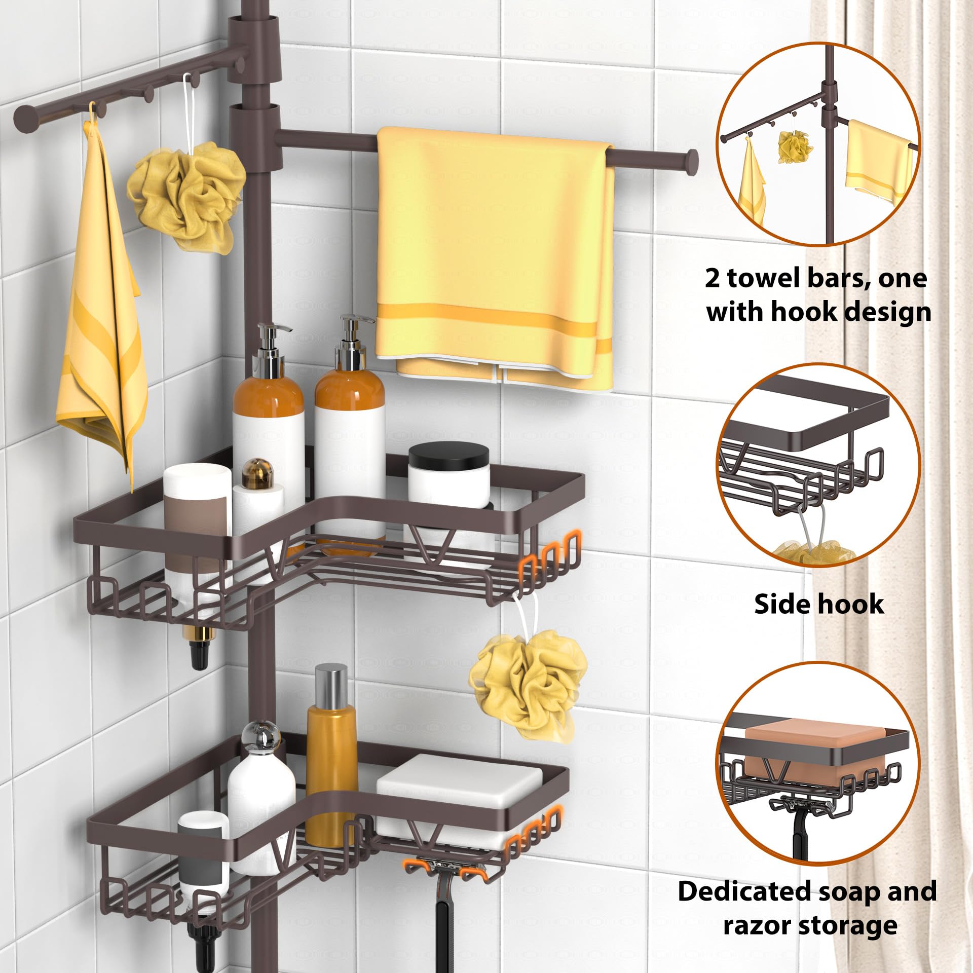 KEGII adjustable pole height fits many corners without drilling.