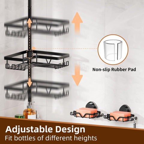Kegii shower caddy adjustable shelves adapt to tall bottles for personalized spacing.