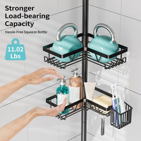 KEGII shower caddy corner tension pole assembly easy installation without tools for renters