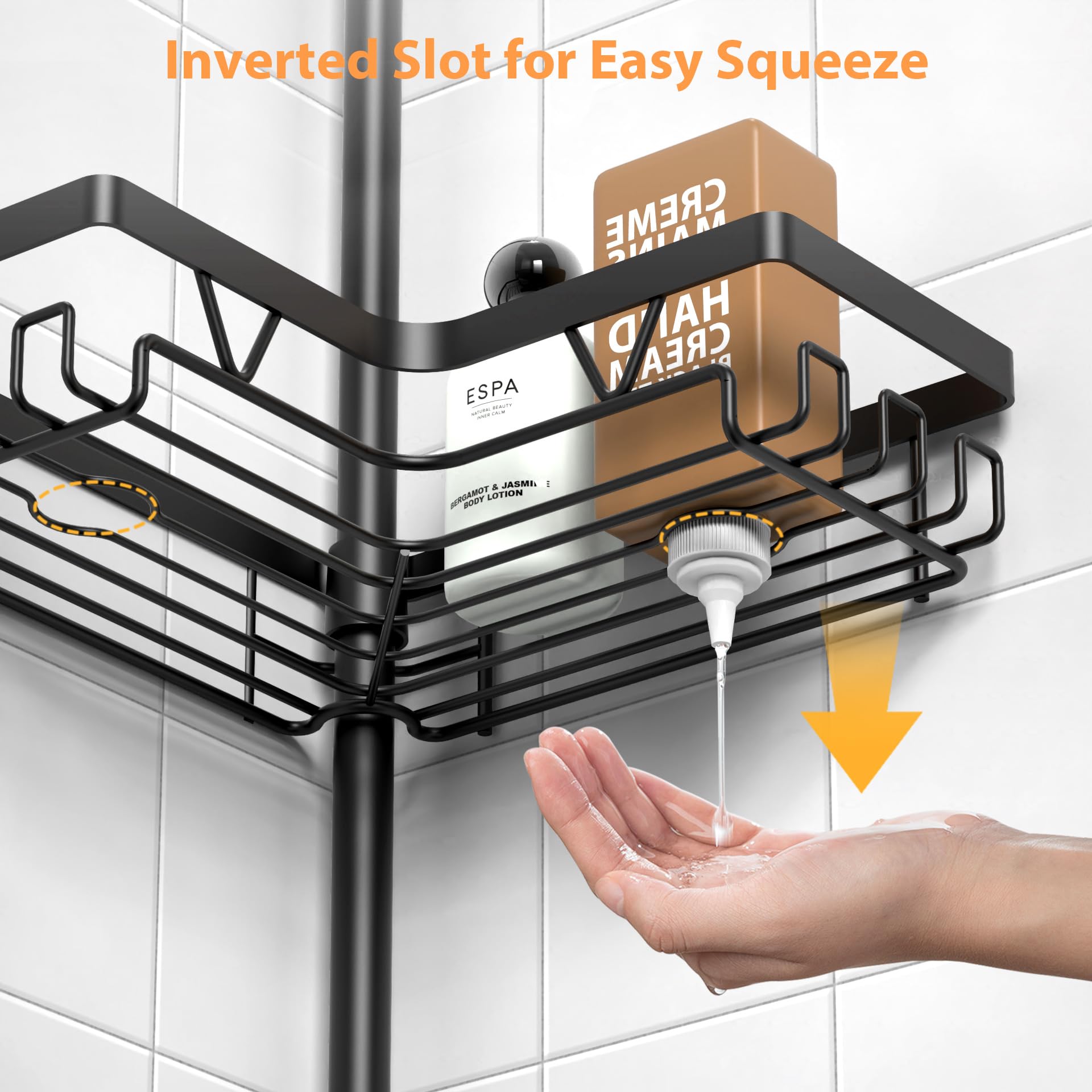 KEGII inverted bottle slots allow shampoo to dispense easily