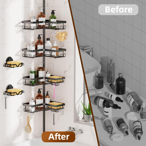 Kegii shower caddy drainage slots prevent water buildup after showers.