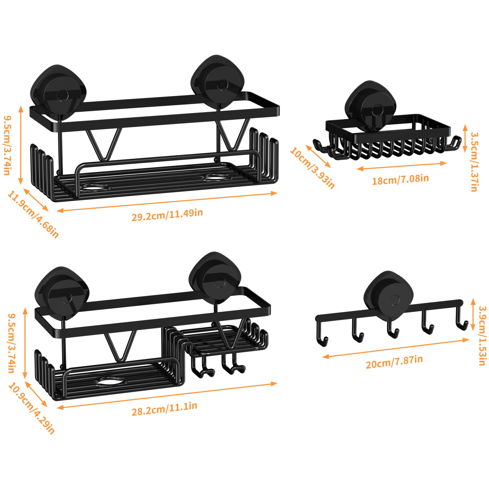 KEGII compact dimensions maximize vertical storage in tight showers.