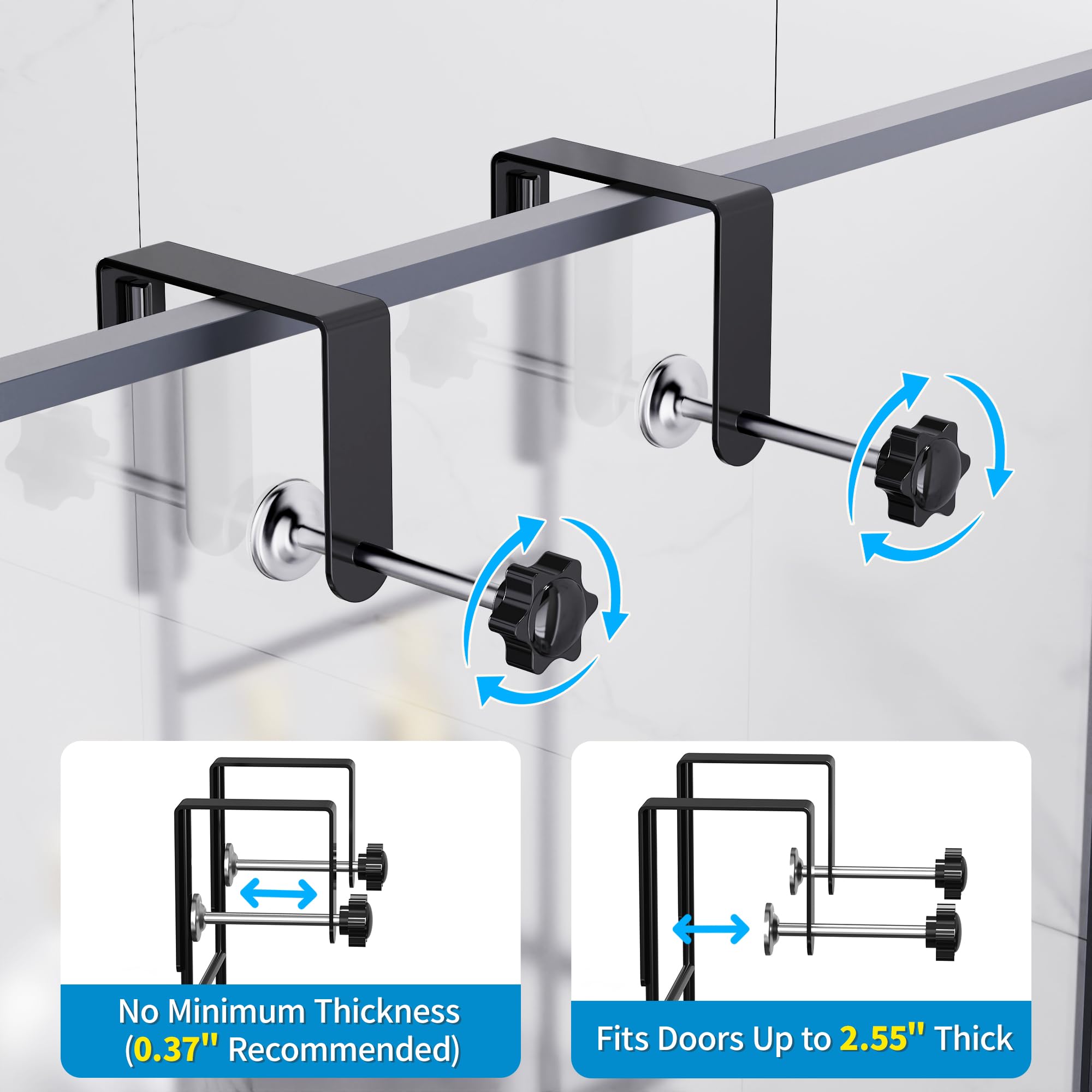 KEGII anti-sway suction cups stabilize the caddy on doors and tiles