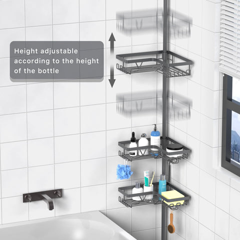 KEGII shower tower corner baskets save space in small bathrooms.