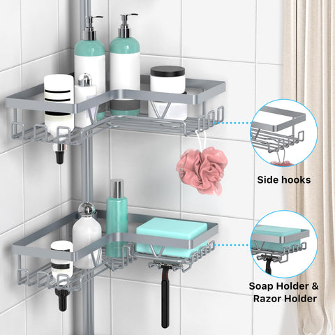 KEGII tension pole extends from 25 to 114 inches for flexible shower fit.